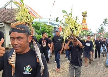 Ritual Bersih Desa ,Warga Balerejo Pesisir Selatan Kabupaten Blitar Arak Gunungan Raksasa