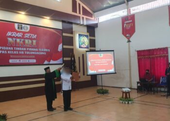 Bebas Bulan April, Napiter JAD Ucap Janji Setia Kepada NKRI di Lapas IIB Tulungagung