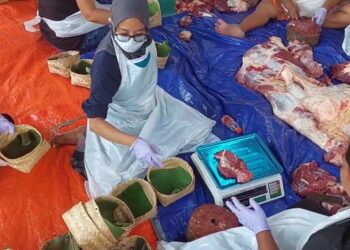Hindari Sampah Plastik Warga  Blitar Gunakan Besek Bambu  Wadah Daging Kurban