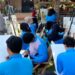 Puluhan Pelajar Di Kediri Melukis Polisi Menggunakan Ampas Kopi