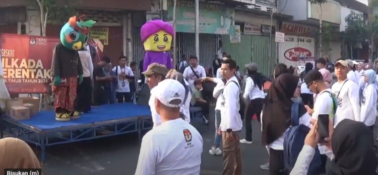 Sosialisasi Pilkada 2024 Di Kota Kediri Didampingi Maskot Si Jalih Dan Si Tatak