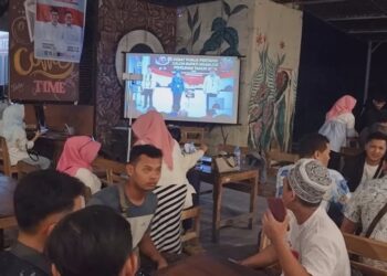 Kemeriahan Nobar Debat Publik Pilkada Nganjuk
