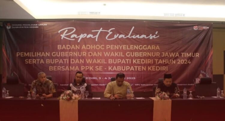 KPU Kabupaten Kediri Gelar Rapat Evaluasi Badan Adhoc Dalam Penyelenggaran Pilkada Serentak