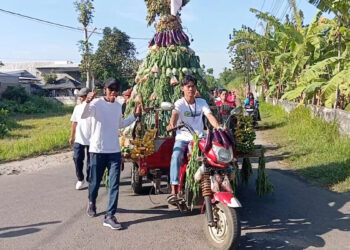 Peringati Maulid dan Semarak Kemerdekaan, Ratusan Warga Gelar Kirab Gunungan Sayuran