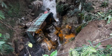 Truk Muatan Limbah Sawit Terjun ke Sungai Blitar, 5 Ton Limbah Tumpah
