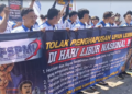 Tuntut Upah Lembur Hari Libur Dibayar, Ratusan Buruh PT Indo marco Jombang Gelar Unjuk Rasa