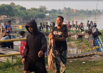 Nekat demi Pesta “Ikan Mabuk”, Warga Kediri Serbu Bendung Waru Turi Saat Tradisi Pladu