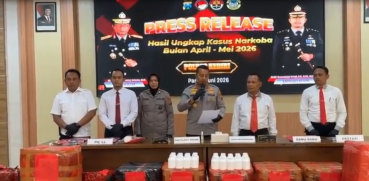 Sita 2,4 Juta Pil Double L dan Ratusan Gram Sabu, Polres Kediri Ringkus 50 Tersangka Narkoba