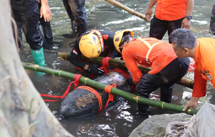 Mortir Raksasa 1,5 Meter Ditemukan di Sungai Blitar, Diduga Masih Aktif