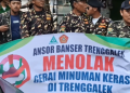 Geruduk Gerai Miras di Ngantru, Ansor-Banser Trenggalek Beri Ultimatum 2×24 Jam Kosongkan Stok